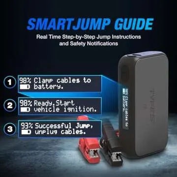 TYPE S 1000A Car Jump Starter – UL Certified 12V Battery Booster for 6L Gas & 3L Diesel Portable Power Bank Qi Charging USB-C LED Flashlight, Compact, Easy to Use, Must-Have for New Drivers & Families