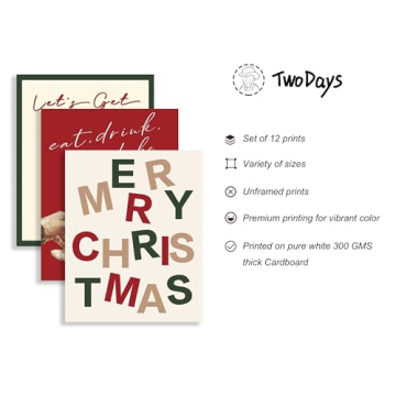 TwoDays Trendy Christmas Wall Art Set of 12 Unframed Prints