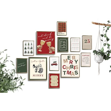 TwoDays Trendy Christmas Wall Art Set of 12 Unframed Prints