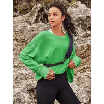 Panadila Womens Open Back Workout Top Long Sleeve Athletic Shirts Casual Crop Running Tee Y2k Yoga(Green,M)