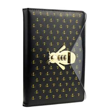 Bee Shaped Combination Lock Journal, PU Leather Hard Cover Notebook Cute Diary, A5 Lined Password Lo...