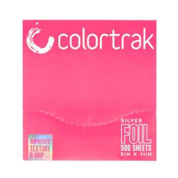 Colortrak Embossed Sheets Silver Aluminum Foil Pop-up Dispenser, 500 Pre-cut Sheets Non-slip Textured Silver 5 x 11 Sheets for Hair Foil Coloring and Highlighting Sheet Applications