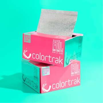 Colortrak Embossed Sheets Silver Aluminum Foil Pop-up Dispenser, 500 Pre-cut Sheets Non-slip Textured Silver 5 x 11 Sheets for Hair Foil Coloring and Highlighting Sheet Applications