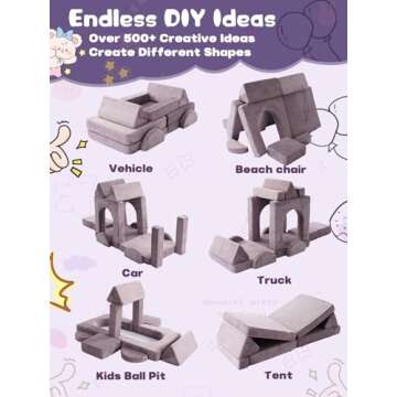 Modular Kids Play Couch, 14PCS Nugget Couch Toddler Building Fort, Versatile 500+DIY Creativing Playroom Bedroom Furniture for Playing, Creativing, Convertible Kids Sofa for Boys and Girls (Purple)