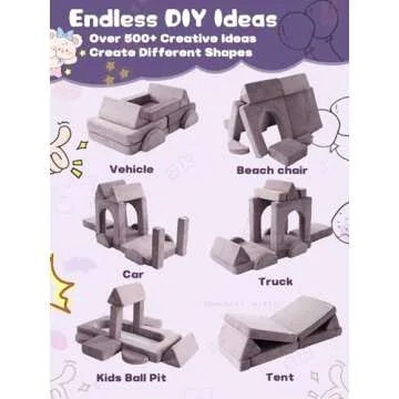 Modular Kids Play Couch, 14PCS Nugget Couch Toddler Building Fort, Versatile 500+DIY Creativing Playroom Bedroom Furniture for Playing, Creativing, Convertible Kids Sofa for Boys and Girls (Purple)