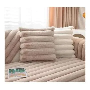 YUEMOL Plush Couch Cover Rabbit Plush Winter Thicken Strip Sofa Towel Cover, Anti-Slip Super Soft Couch Covers for Living Room (Color : Blue, Size : 110x160cm 1pc)