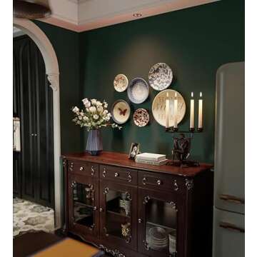 Dimoon 78.7''x15.7'' Emerald Dark Skin Peel and Stick Wallpaper Contact Paper Modern Self Adhesive Wall Paper Removable Renter Friendly Textured Solid Vinyl Roll (78.7''x15.7'',Emerald Dark Skin)