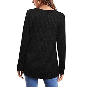 OFEEFAN Women's Pullover Sweaters Long Sleeve Winter Casual Tops for Women Black M