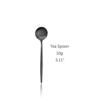 JANKNG Black Matte Espresso Spoons Set of 6 for Coffee and Tea