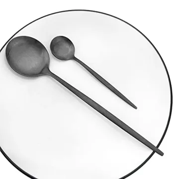 JANKNG Black Matte Espresso Spoons Set of 6 for Coffee and Tea