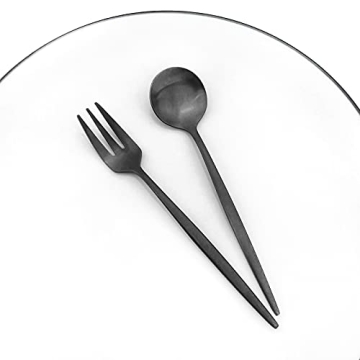 JANKNG Black Matte Espresso Spoons Set of 6 for Coffee and Tea