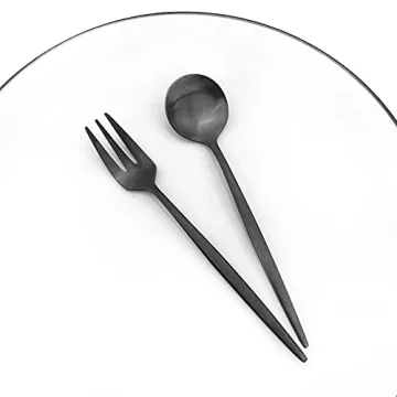 JANKNG Black Matte Espresso Spoons Set of 6 for Coffee and Tea