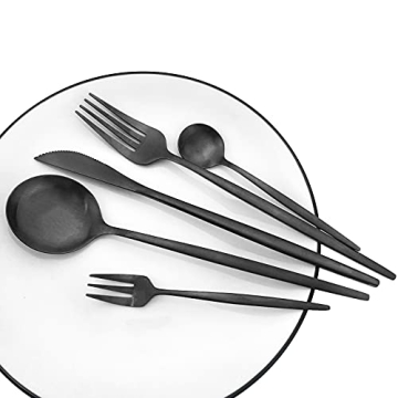 JANKNG Black Matte Espresso Spoons Set of 6 for Coffee and Tea