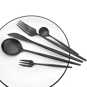 JANKNG Black Matte Espresso Spoons Set of 6 for Coffee and Tea