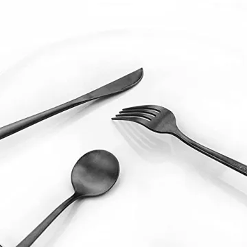 JANKNG Black Matte Espresso Spoons Set of 6 for Coffee and Tea