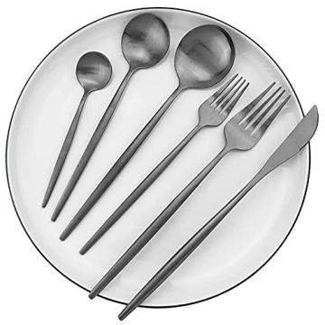 JANKNG Black Matte Espresso Spoons Set of 6 for Coffee and Tea