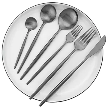 JANKNG Black Matte Espresso Spoons Set of 6 for Coffee and Tea
