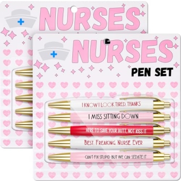 Henoyso 10 Pcs Nurses Pen Set, Nurse Gifts for Women Cute Funny Appreciation Nursing Pens for Nurses...