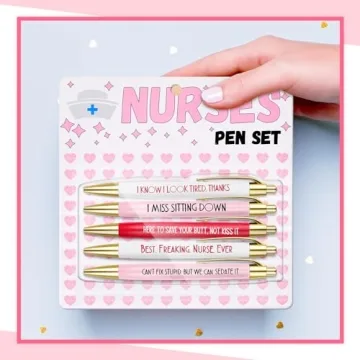 Henoyso 10 Pcs Nurses Pen Set, Nurse Gifts for Women Cute Funny Appreciation Nursing Pens for Nurses Week Thank Women Assistants Nursing Students and Workers Staff Office School Supplies