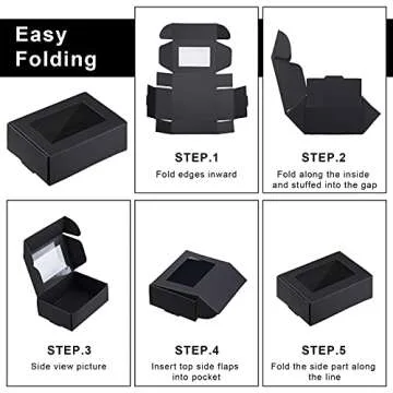 Zonon 30 Pcs Soap Boxes for Homemade Soap Packaging, Mini Kraft Treat Boxes with Window for Bakery Candy Soap Making Gift Packaging(3.5 x 2.4 x 1.2 Inch,Black)
