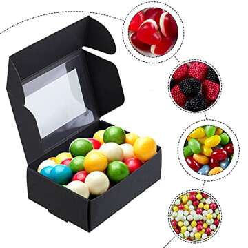 Zonon 30 Pcs Soap Boxes for Homemade Soap Packaging, Mini Kraft Treat Boxes with Window for Bakery Candy Soap Making Gift Packaging(3.5 x 2.4 x 1.2 Inch,Black)