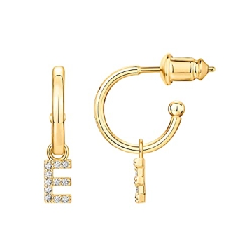 Elegant PAVOI 14K Gold Plated Initial Hoop Earrings for Teens & Women
