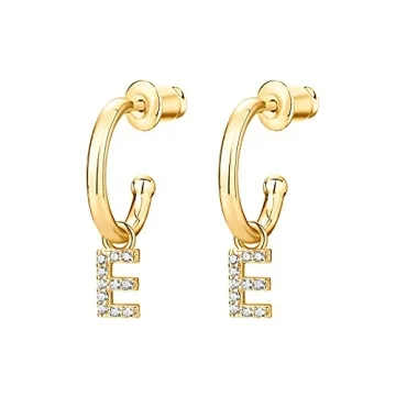 PAVOI Initial Hoop Earrings - 14K Gold Plated Sterling Silver