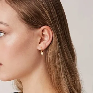 PAVOI Initial Hoop Earrings - 14K Gold Plated Sterling Silver