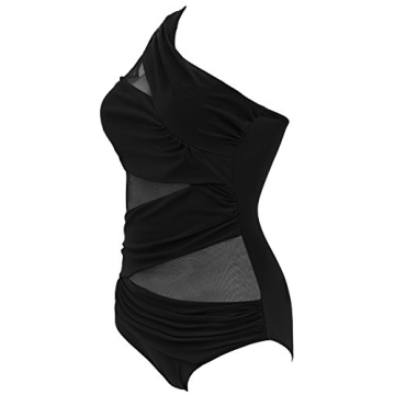 Runtlly One Piece Bathing Suit with One Shoulder Design and Mesh