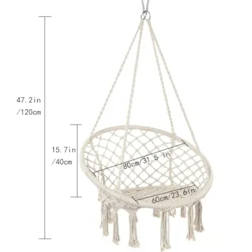 Y-Stop Hammock Chair Macrame Swing for Indoor Outdoor Use