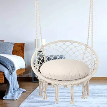 Y-Stop Hammock Chair Macrame Swing for Indoor Outdoor Use