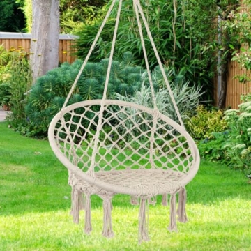 Y-Stop Hammock Chair Macrame Swing for Indoor Outdoor Use