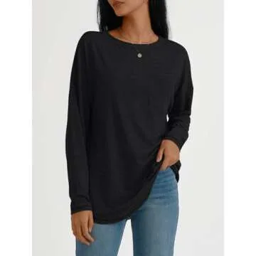 AUTOMET Women’s Tunic Tops Long Sleeve Casual Oversized T-Shirt - Chic Fall Fashion