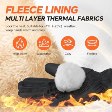 Rsebly Winter Gloves Waterproof Windproof for Men Women, Thermal Warm Gloves for Cold Weather, Grip ...