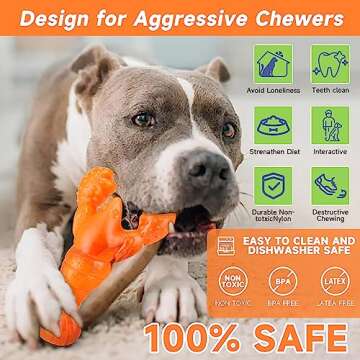 M&MKPET Indestructible Tough Nylon Dog Chew Toy for Heavy Duty Aggressive Chewers - Large/Medium Bre...