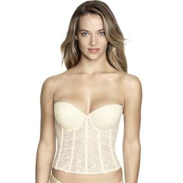 Dominique Women's Hannah Strapless Push Up Longline Bra (32A-38C) #7759 - Ivory - 32C