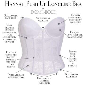 Dominique Women's Hannah Strapless Push Up Longline Bra (32A-38C) #7759 - Ivory - 32C