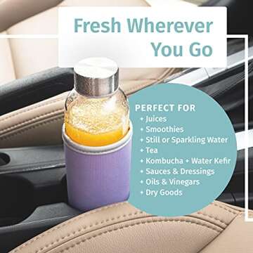 Glass Water Bottles with Sleeves for Travel and Storage