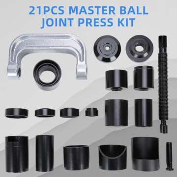 8MILELAKE Master Ball Joint Press Kit, 21pcs Universal Ball Joint Repair Remover Installer Adapter Tool Kit, Upper and Lower Ball Joint Removal Tool Kit with C-Press