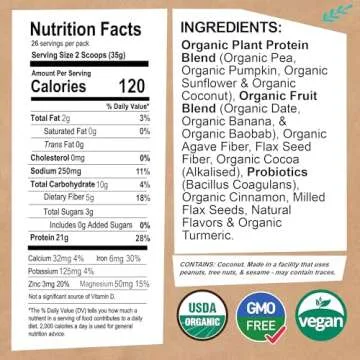 EarthChimp Organic Vegan Protein Powder 20g Protein