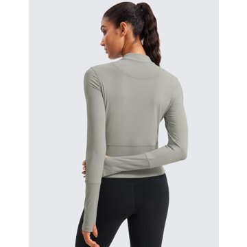 CRZ YOGA Women's Quick Dry Long Sleeve Crop Top Workout Shirt
