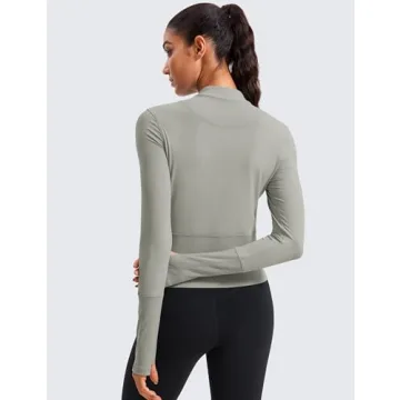 CRZ YOGA Women's Quick Dry Long Sleeve Crop Top Workout Shirt