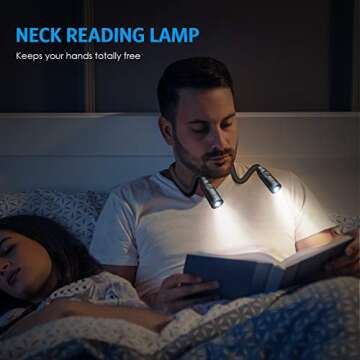 AMIR Upgraded LED Neck Reading Light, Book Light for Reading in Bed, 3 Colors, Brightness Adjustable...