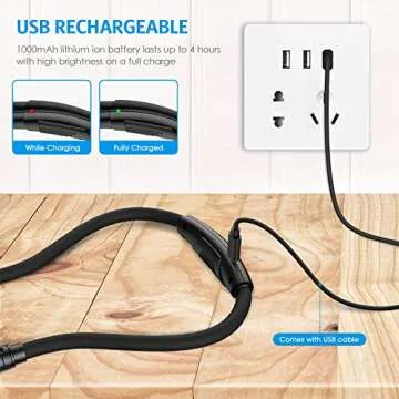 AMIR Upgraded LED Neck Reading Light, Book Light for Reading in Bed, 3 Colors, Brightness Adjustable, Bendable Arms, Rechargeable, Perfect for Reading, Knitting, Camping, Repairing (Black)