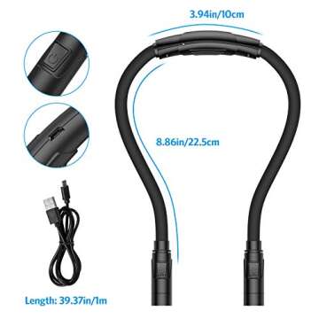 AMIR Upgraded LED Neck Reading Light, Book Light for Reading in Bed, 3 Colors, Brightness Adjustable, Bendable Arms, Rechargeable, Perfect for Reading, Knitting, Camping, Repairing (Black)