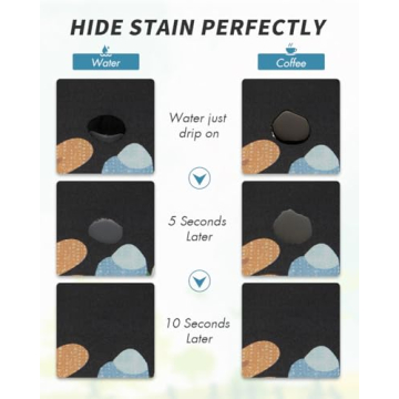 AMOAMI Coffee Mat Hide Stain Rubber Backed Absorbent Dish Drying Mat for Kitchen Counter - Bar Accessories Fit Under Coffee Maker, Espresso Machine, Dish Rack - Floral Black 12x19