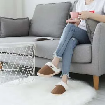 NineCiFun Women's Slip on Fuzzy Slippers Memory Foam House Slippers Outdoor Indoor Warm Plush Bedroo...