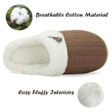 NineCiFun Women's Slip on Fuzzy Slippers Memory Foam House Slippers Outdoor Indoor Warm Plush Bedroom Shoes Scuff with Faux Fur Lining size 7 8 brown