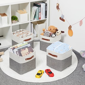 HNZIGE Fabric Cube Storage Baskets Set of 4 for Stylish Organization