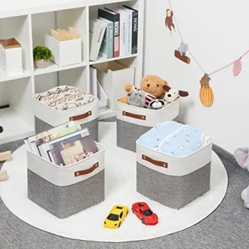 HNZIGE Fabric Cube Storage Baskets Set of 4 for Stylish Organization